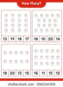 Counting game, how many Bowling Pin. Educational children game, printable worksheet, vector illustration
