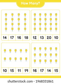Counting game, how many Cocktail. Educational children game, printable worksheet, vector illustration