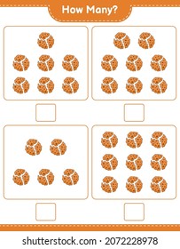 Counting game, how many Cookie. Educational children game, printable worksheet, vector illustration