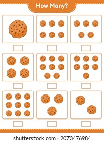 Counting game, how many Cookie. Educational children game, printable worksheet, vector illustration