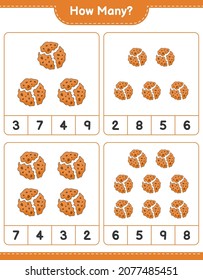Counting game, how many Cookie. Educational children game, printable worksheet, vector illustration