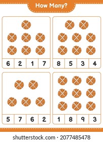 Counting game, how many Cookie. Educational children game, printable worksheet, vector illustration