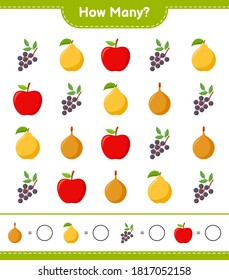 Counting Game How Many Fruits Educational Stock Vector (Royalty Free ...