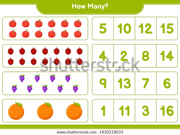 Counting Game How Many Fruits Educational Stock Vector (Royalty Free ...