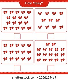 Counting game, how many Goalkeeper Gloves. Educational children game, printable worksheet, vector illustration