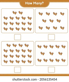 Counting game, how many Golf Gloves. Educational children game, printable worksheet, vector illustration