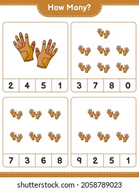 Counting game, how many Golf Gloves. Educational children game, printable worksheet, vector illustration