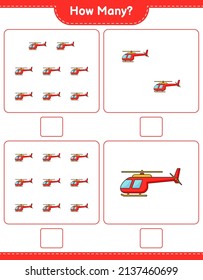 Counting game, how many Helicopter. Educational children game, printable worksheet, vector illustration