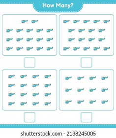 Counting game, how many Helicopter. Educational children game, printable worksheet, vector illustration