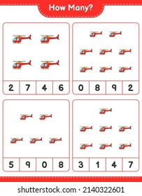 Counting game, how many Helicopter. Educational children game, printable worksheet, vector illustration