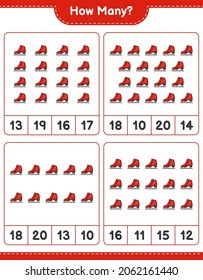 Counting game, how many Ice Skates. Educational children game, printable worksheet, vector illustration