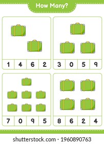 Counting game, how many Luggage. Educational children game, printable worksheet, vector illustration