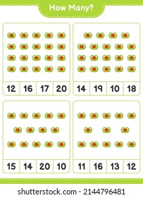 Contando el juego, cuántos Pacifier. Juego infantil educativo, hoja de cálculo imprimible, ilustración vectorial