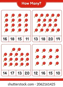 Counting game, how many Ping Pong Racket. Educational children game, printable worksheet, vector illustration