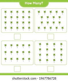 Contando el juego, cuántas ruedas. Juego infantil educativo, hoja de cálculo imprimible, ilustración vectorial
