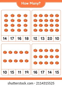 Counting game, how many Pumpkin. Educational children game, printable worksheet, vector illustration