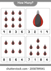 Counting game, how many Punching Bag. Educational children game, printable worksheet, vector illustration