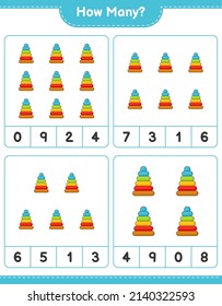Counting game, how many Pyramid Toy. Educational children game, printable worksheet, vector illustration
