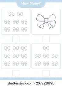 Counting game, how many Ribbon. Educational children game, printable worksheet, vector illustration