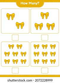 Counting game, how many Ribbon. Educational children game, printable worksheet, vector illustration
