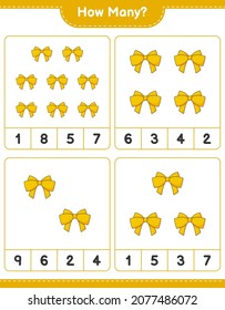 Counting game, how many Ribbon. Educational children game, printable worksheet, vector illustration