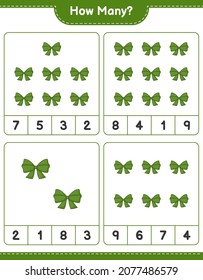 Counting game, how many Ribbon. Educational children game, printable worksheet, vector illustration