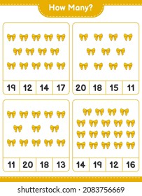 Counting game, how many Ribbon. Educational children game, printable worksheet, vector illustration