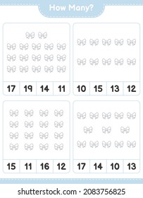Counting game, how many Ribbon. Educational children game, printable worksheet, vector illustration