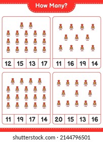 Contando juego, cuántos Robot Character. Juego infantil educativo, hoja de cálculo imprimible, ilustración vectorial