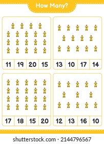 Counting game, how many Rocket. Educational children game, printable worksheet, vector illustration