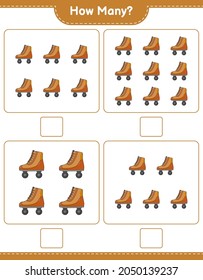 Counting game, how many Roller Skate. Educational children game, printable worksheet, vector illustration