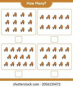 Counting game, how many Roller Skate. Educational children game, printable worksheet, vector illustration