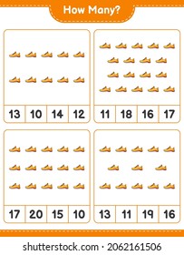 Counting game, how many Running Shoes. Educational children game, printable worksheet, vector illustration