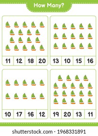 Counting game, how many Sailboat. Educational children game, printable worksheet, vector illustration