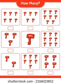 Counting Spiel, wie viele Scarf. Kinderspiel, druckbares Arbeitsblatt, Vektorgrafik