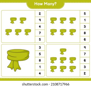 Counting game, how many Scarf. Educational children game, printable worksheet, vector illustration