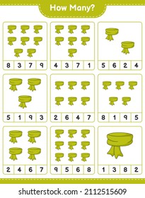 Counting game, how many Scarf. Educational children game, printable worksheet, vector illustration