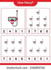 Counting game, how many Scuba Diving Mask. Educational children game, printable worksheet, vector illustration
