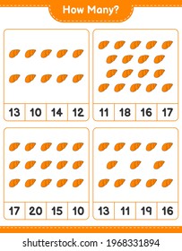 Counting game, how many Sea Shells. Educational children game, printable worksheet, vector illustration