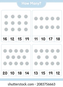 Counting game, how many Snowflake. Educational children game, printable worksheet, vector illustration