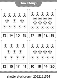 Counting game, how many Soccer Ball. Educational children game, printable worksheet, vector illustration