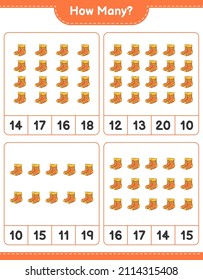 Counting game, how many Socks. Educational children game, printable worksheet, vector illustration