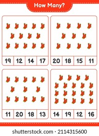 Contando el juego, cuántos Socks. Juego infantil educativo, hoja de cálculo imprimible, ilustración vectorial