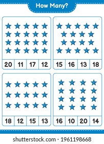 Counting game, how many Starfish. Educational children game, printable worksheet, vector illustration