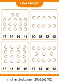 Contando el juego, cuántos Stopwatch. Juego infantil educativo, hoja de cálculo imprimible, ilustración vectorial