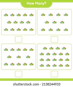 Counting game, how many Submarine. Educational children game, printable worksheet, vector illustration