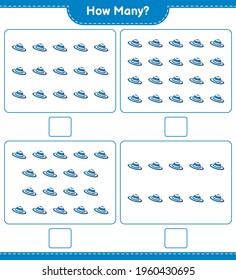 Counting game, how many Summer Hat. Educational children game, printable worksheet, vector illustration