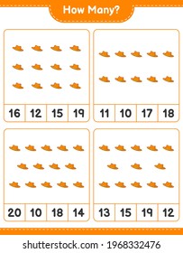 Counting game, how many Summer Hat. Educational children game, printable worksheet, vector illustration