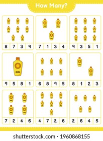 Counting game, how many Sunscreen. Educational children game, printable worksheet, vector illustration