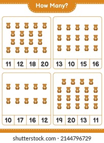 Counting game, how many Teddy Bear. Educational children game, printable worksheet, vector illustration